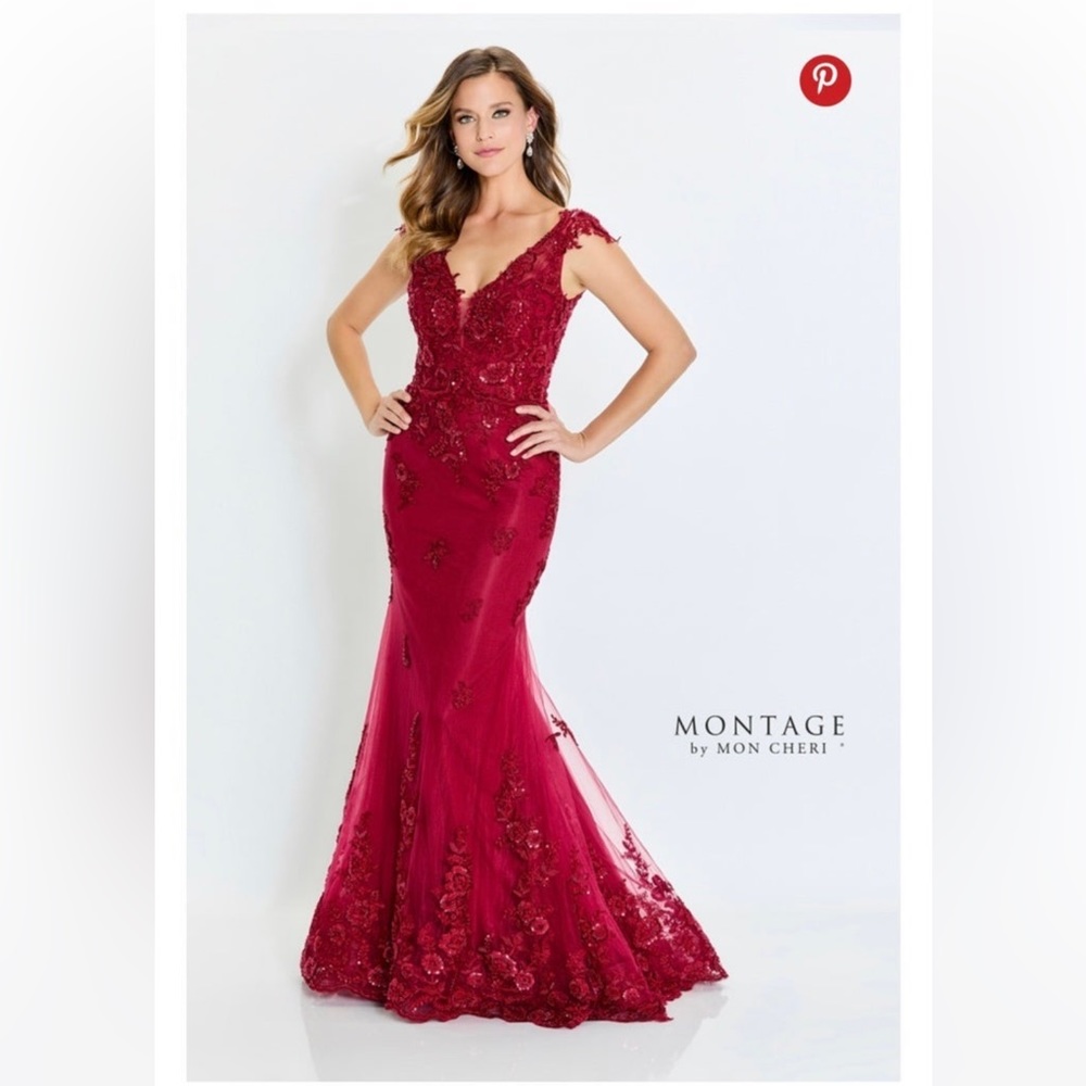 Montage by Mon Cheri M534 - Beaded Tulle Mother of the bride Navy Gown size 10 - Picture 2 of 14